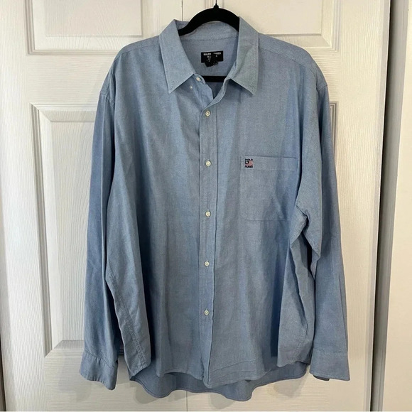 RALPH LAUREN Jeans Co blue button down shirt 100% cotton size XXL - Picture 1 of 4